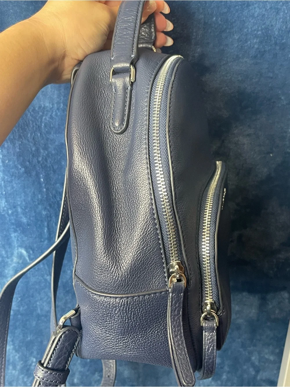 kate spade navy pebble leather mini backpack